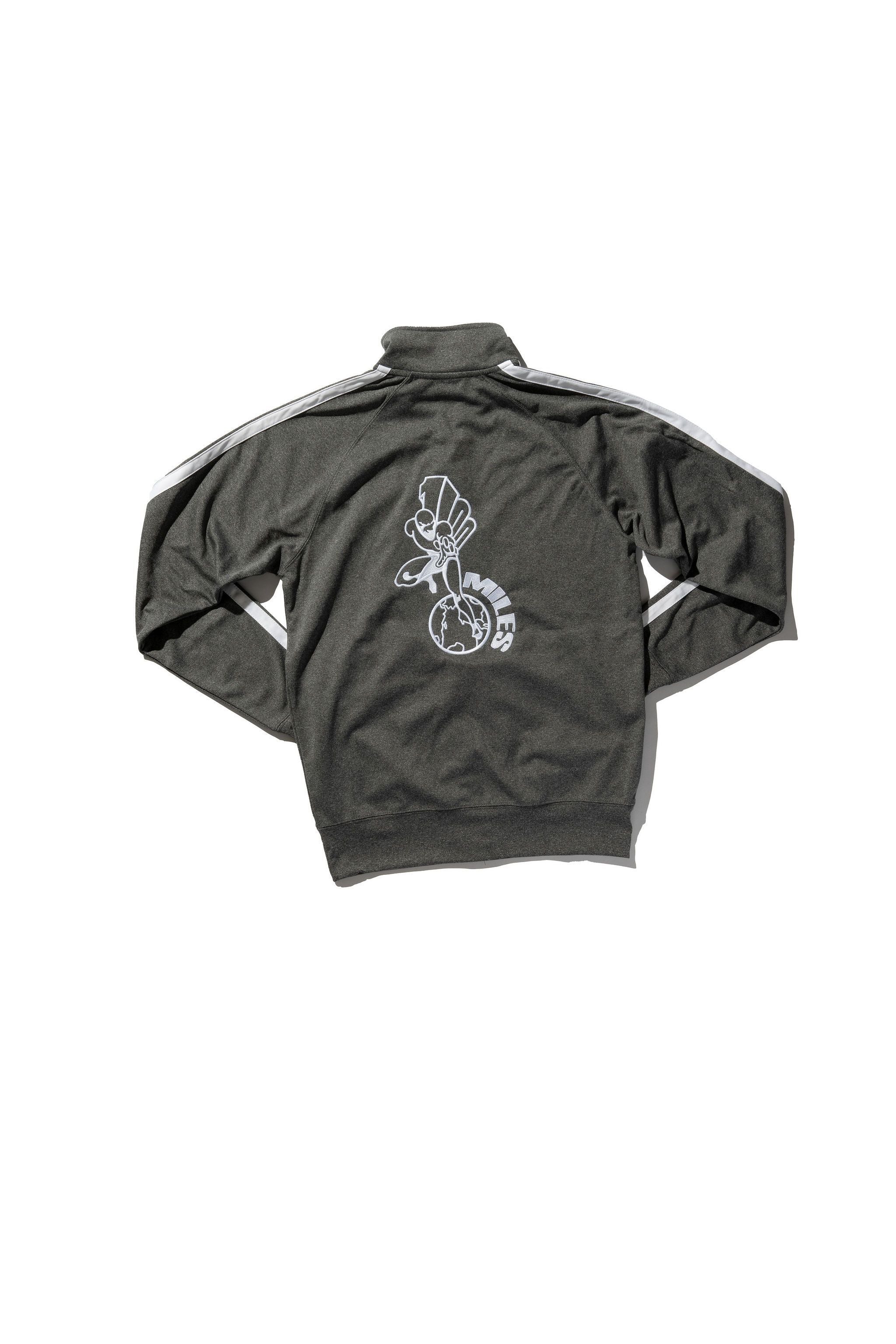 100 Miles gunmetal heather original logo unisex lightweight poly-tech track jacket
