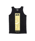 100 Miles Black and Gold Six Tank Top