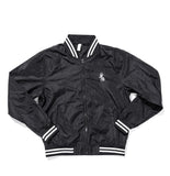 100 miles black and white nylon varsity jacket
