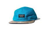 100 Miles Teal with Brown Cork Leather 5 panel Strapback