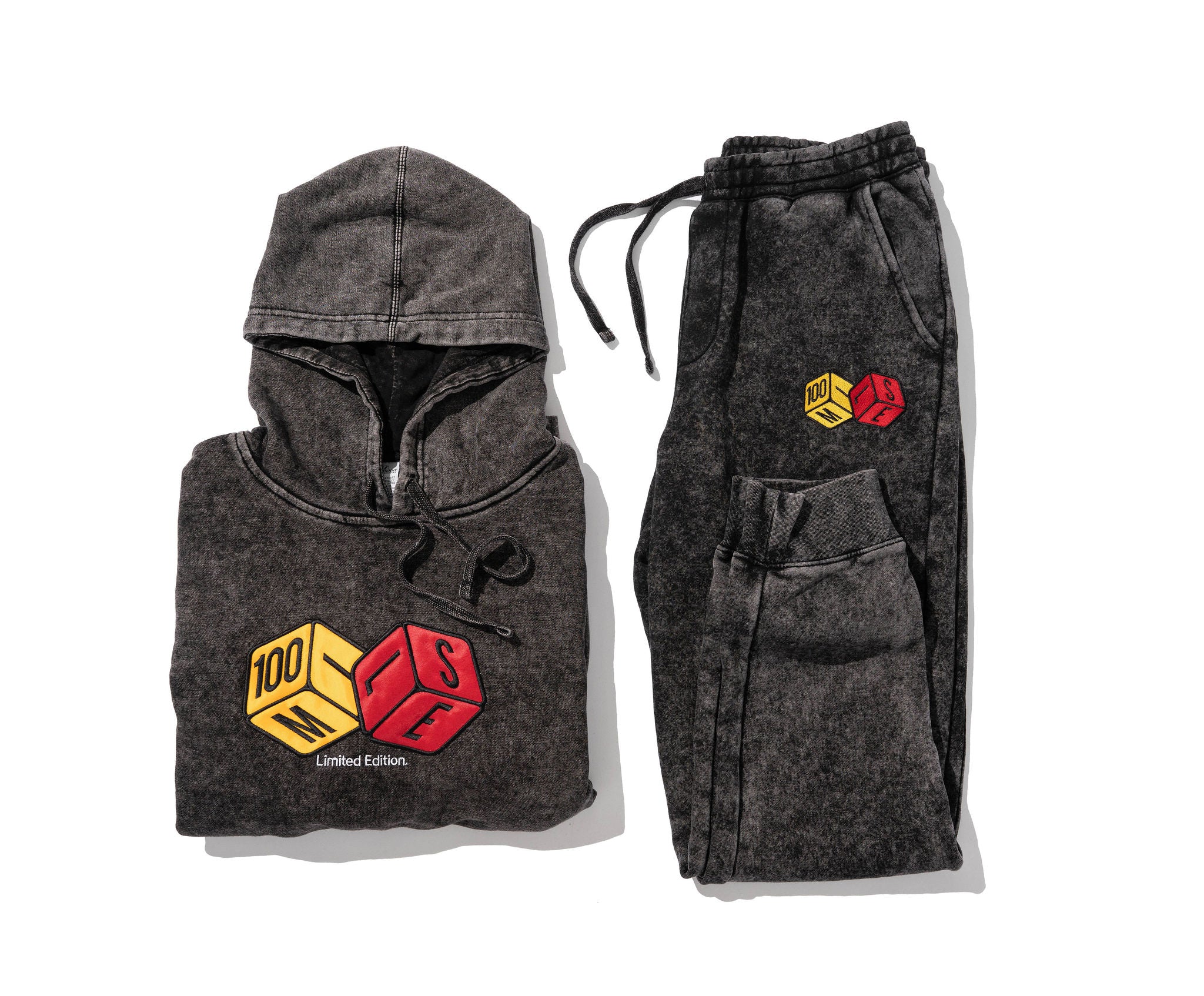 100 Miles Black Mineral Dice Hoodie and Joggers Set